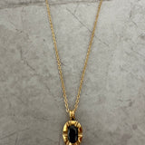 Oval Black Stone Necklace